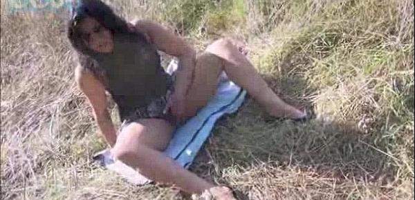  Indian amateur spreading pussy in outdoor and shoving banana in her hairy twat